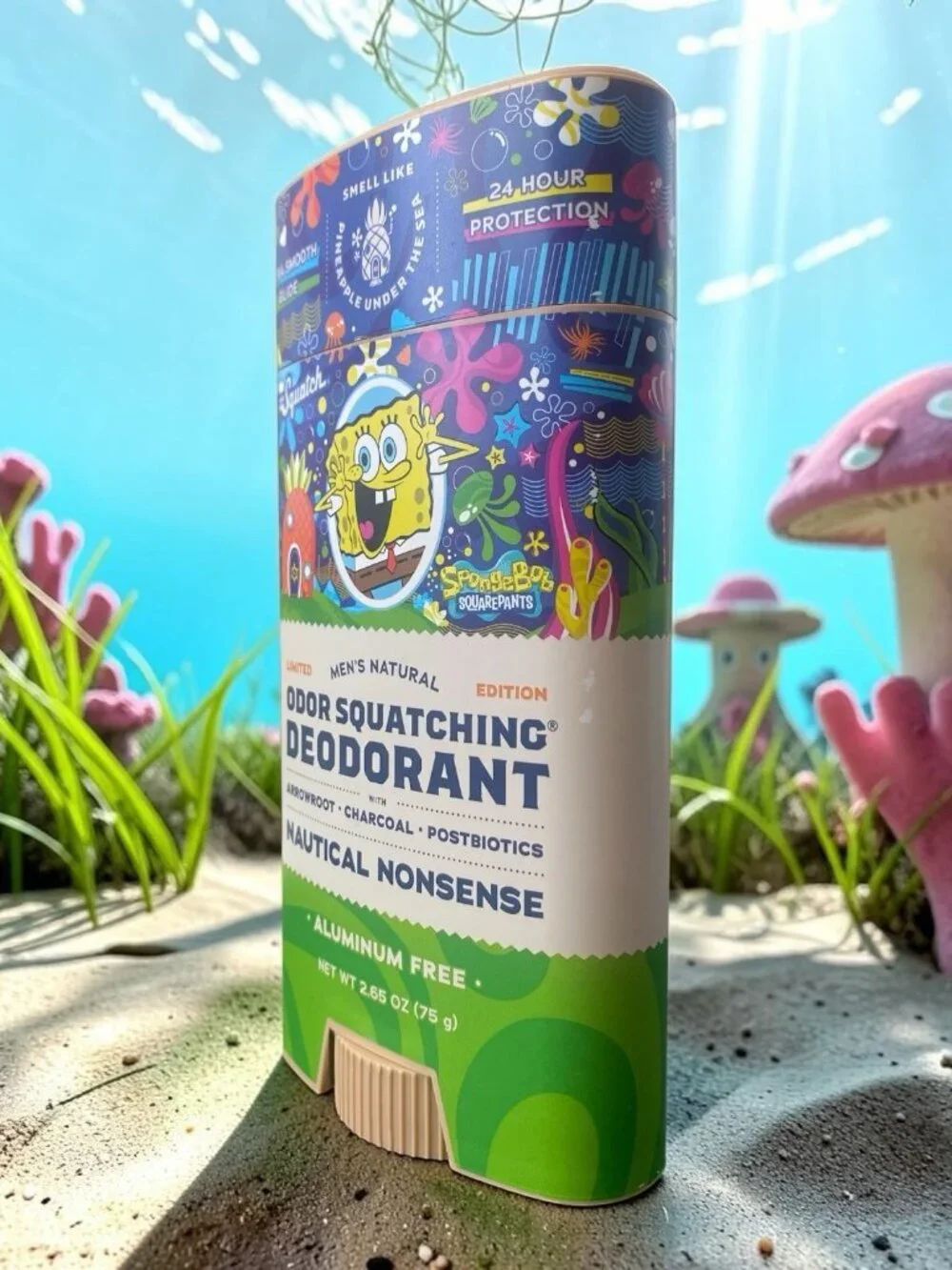 Dr. Squatch Men's Natural Deodorant Ltd Ed Spongebob Nautical Nonsense 2.65oz